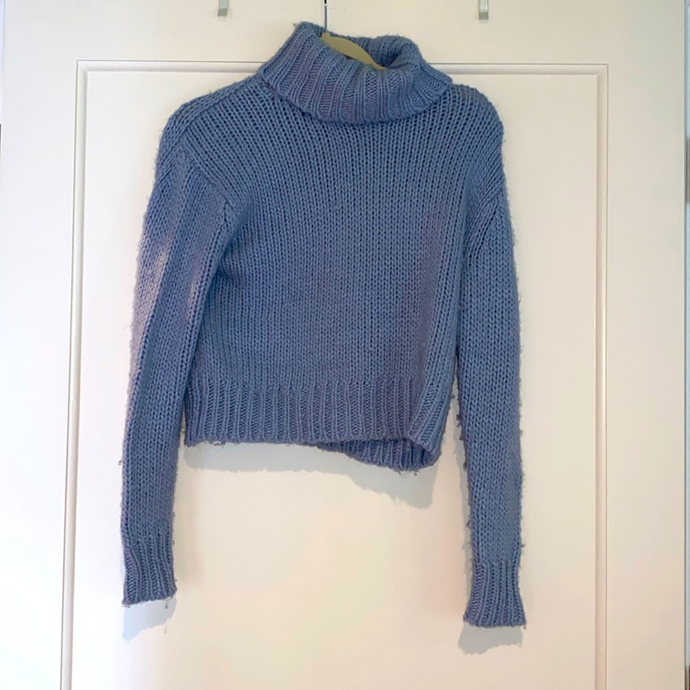 J.Crew Baby Blue, Boxy, Wool, Turtleneck Sweater